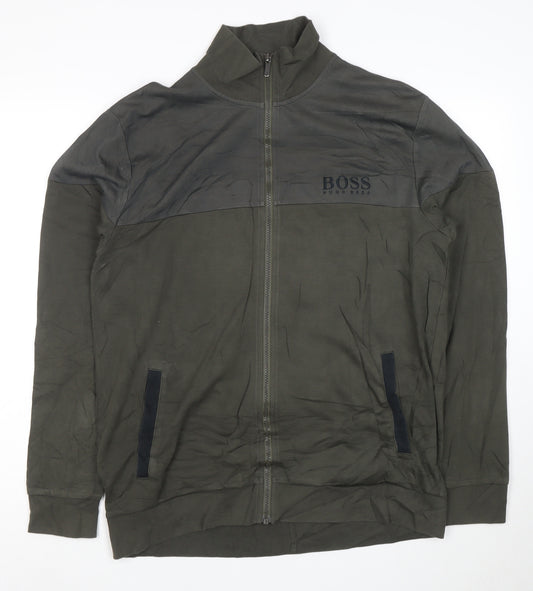 Hugo Boss Men's Green Full Zip Sweatshirt Size L Regular Fit