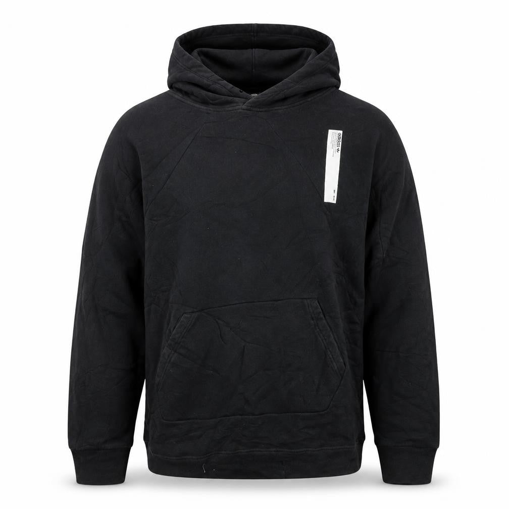 Front view of Adidas Men's Black Pullover Hoodie M Regular Fit Cotton
