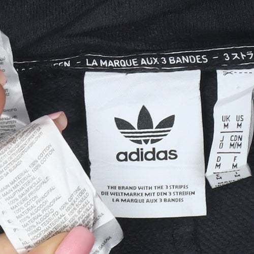 Adidas Men's Black Pullover Hoodie M Regular Fit Cotton
