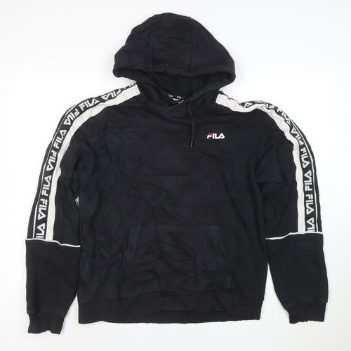 Fila Men's Black Hoodie Small Pullover Logo Cotton Blend Sportswear