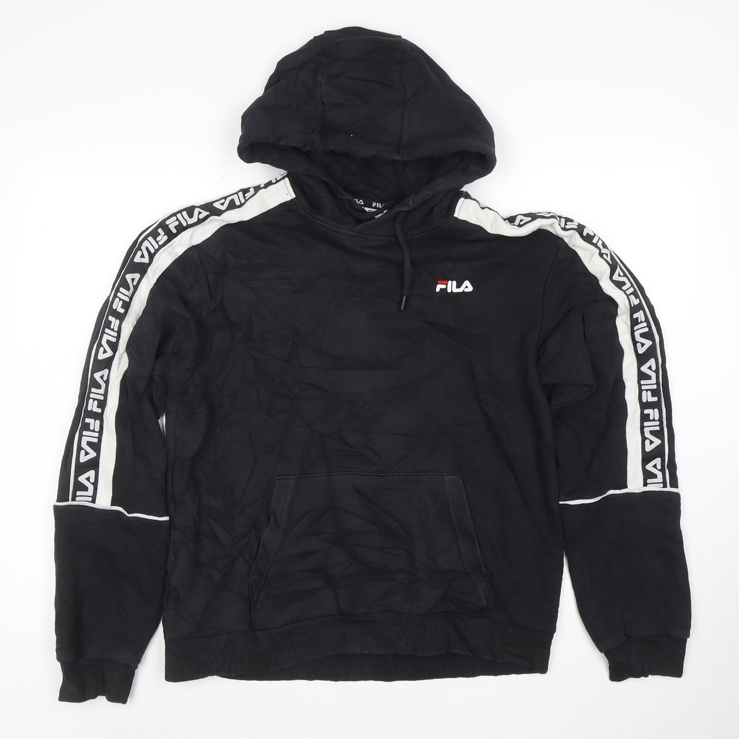 Fila Men's Black Hoodie Small Pullover Logo Cotton Blend Sportswear
