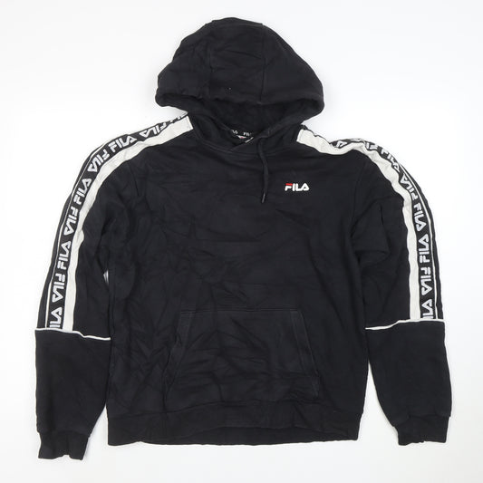 Fila Men's Black Hoodie Small Pullover Logo Cotton Blend Sportswear