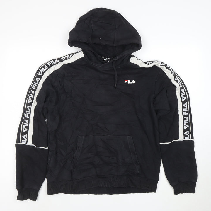 Fila Men's Black Hoodie Small Pullover Logo Cotton Blend Sportswear