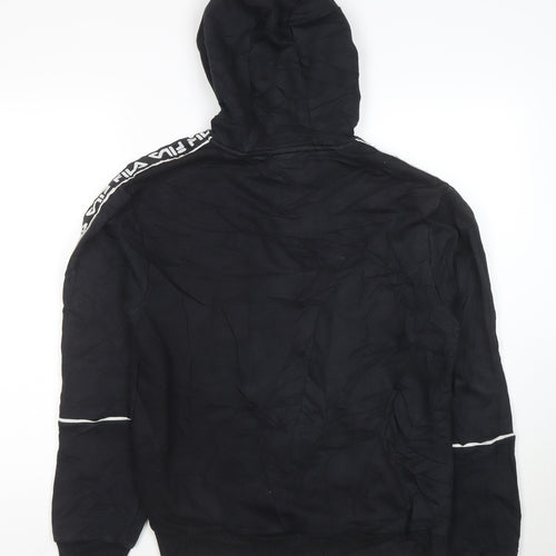 Fila Men's Black Hoodie Small Pullover Logo Cotton Blend Sportswear