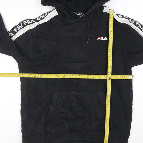 Fila Men's Black Hoodie Small Pullover Logo Cotton Blend Sportswear