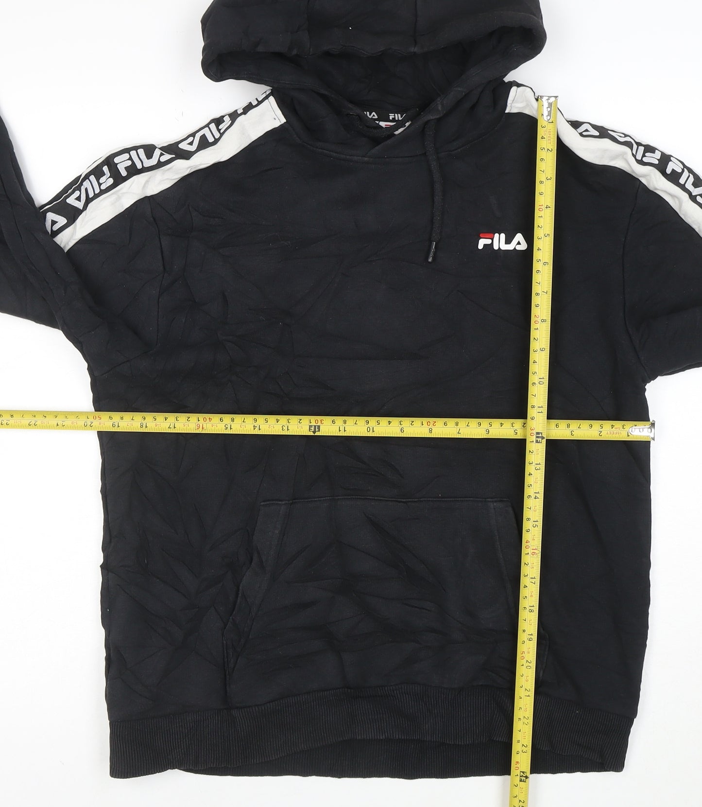 Fila Men's Black Hoodie Small Pullover Logo Cotton Blend Sportswear