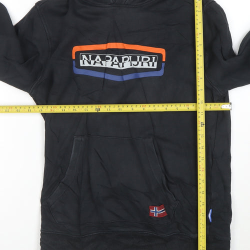 Napapijri Men's Black Logo Pullover Hoodie Size S
