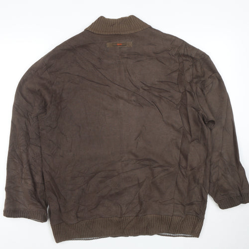 Hugo Boss Men's Brown Full Zip Knit Sweatshirt XL