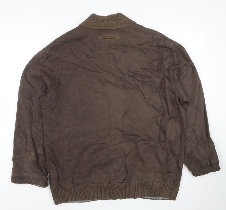 Hugo Boss Men's Brown Full Zip Knit Sweatshirt XL
