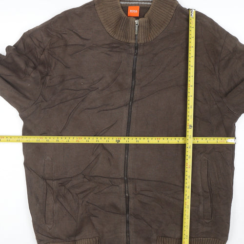 Hugo Boss Men's Brown Full Zip Knit Sweatshirt XL