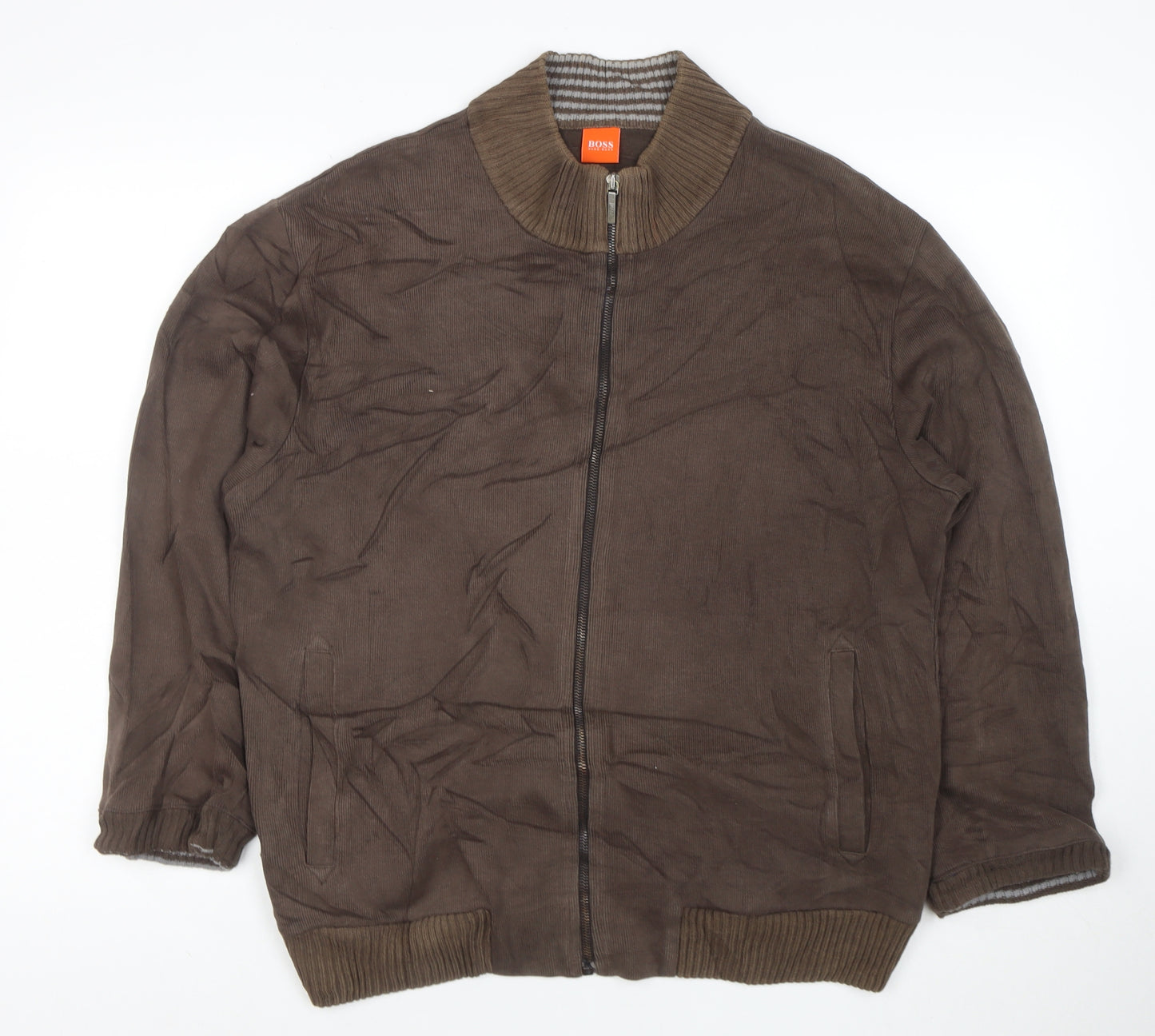 Hugo Boss Men's Brown Full Zip Knit Sweatshirt XL