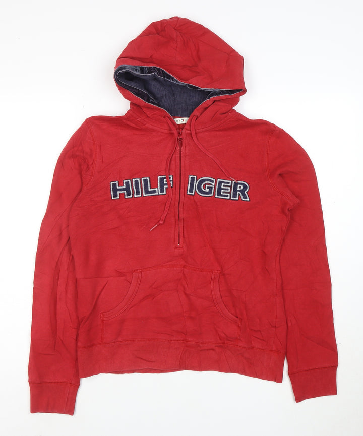 Tommy Hilfiger Womens Red Full Zip Hoodie Cotton Polyester Size M