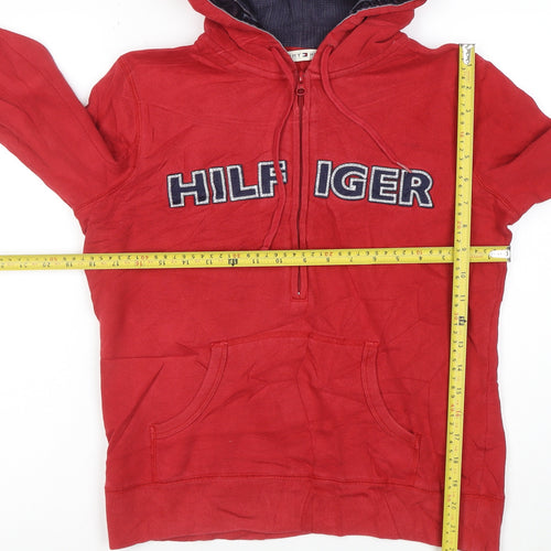 Tommy Hilfiger Womens Red Full Zip Hoodie Cotton Polyester Size M