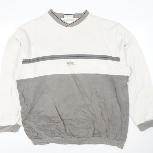 Umbro Men’s Grey Colour Block V-Neck Long Sleeve Sweatshirt L