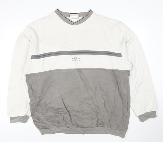 Umbro Men’s Grey Colour Block V-Neck Long Sleeve Sweatshirt L