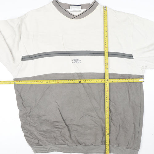 Umbro Men’s Grey Colour Block V-Neck Long Sleeve Sweatshirt L