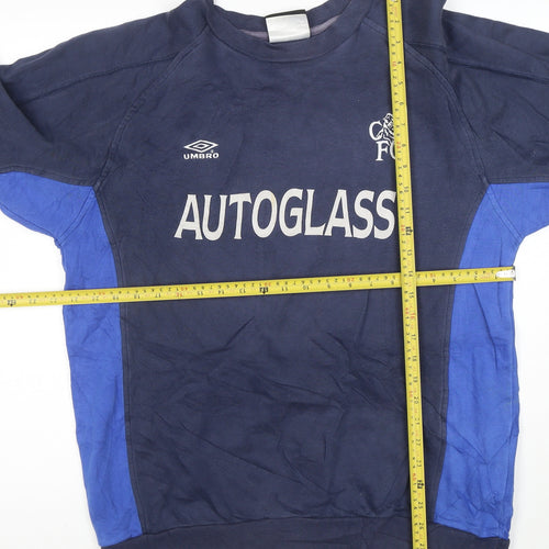 Umbro Mens Blue Medium Pullover Football Sweatshirt Logo Sportswear