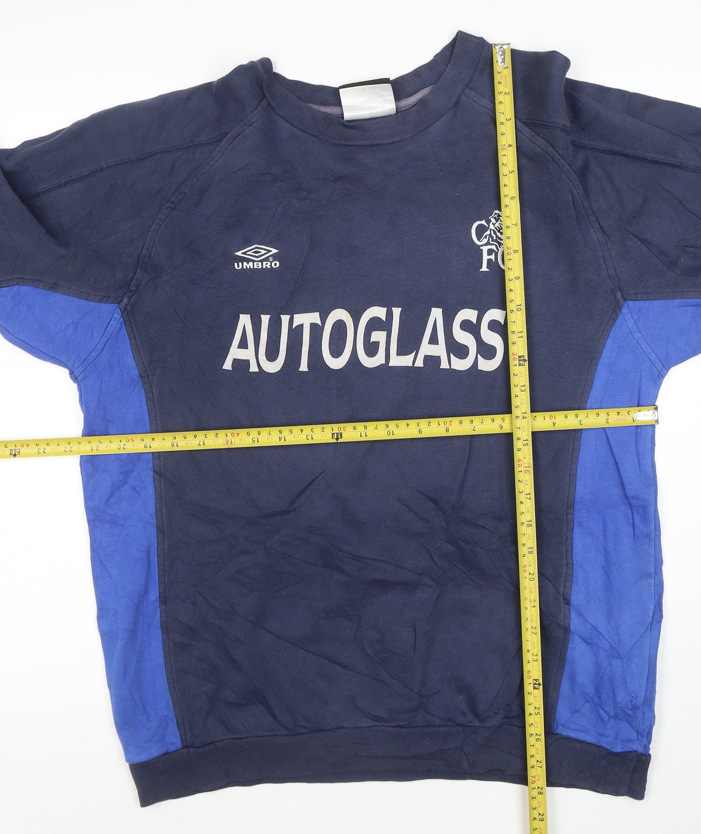 Umbro Mens Blue Medium Pullover Football Sweatshirt Logo Sportswear