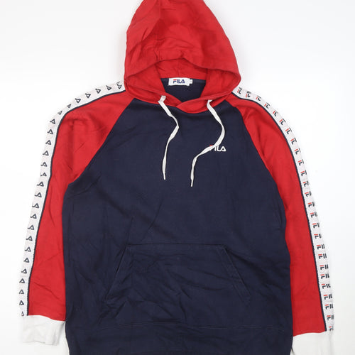 Fila Men’s Multicoloured Pullover Hoodie Size M Retro Sports Style