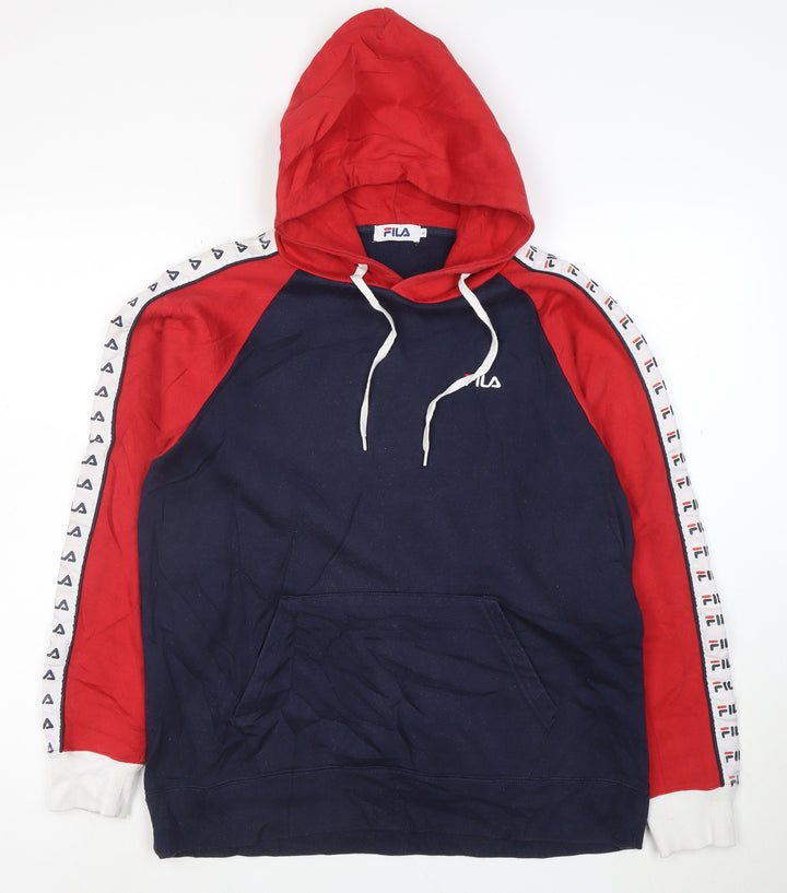 Fila Men’s Multicoloured Pullover Hoodie Size M Retro Sports Style