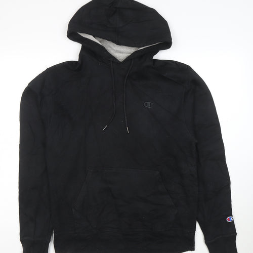 Champion Men's Black Pullover Hoodie Medium Fleece Sweatshirt
