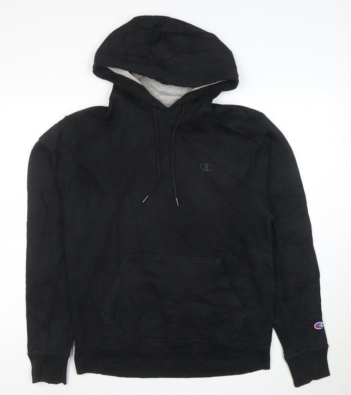 Champion Men's Black Pullover Hoodie Medium Fleece Sweatshirt