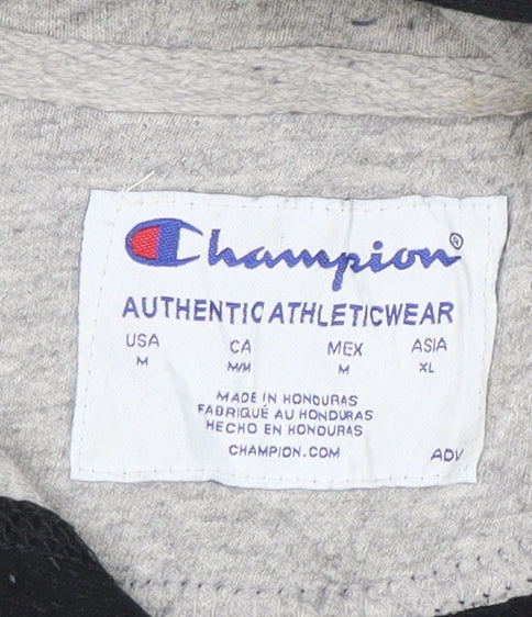 Champion Men's Black Pullover Hoodie Medium Fleece Sweatshirt