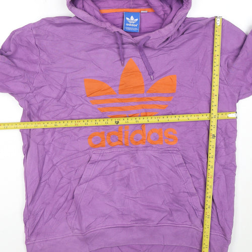 Adidas Men's Purple Pullover Hoodie L Sports Logo Cotton