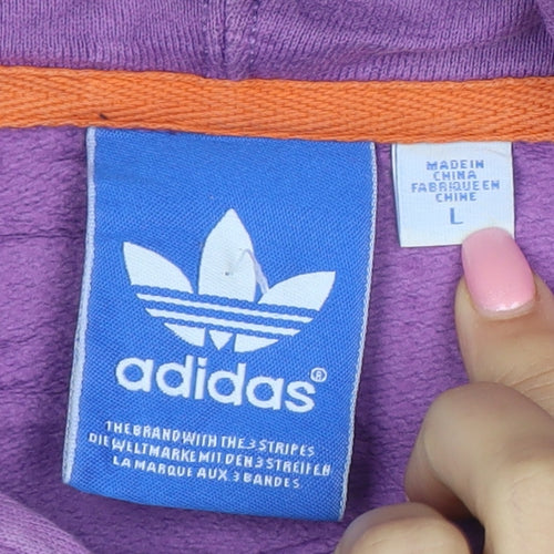 Adidas Men's Purple Pullover Hoodie L Sports Logo Cotton