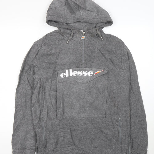 Ellesse Womens Grey 1/2 Zip Hoodie Size 10 Pullover Sweatshirt