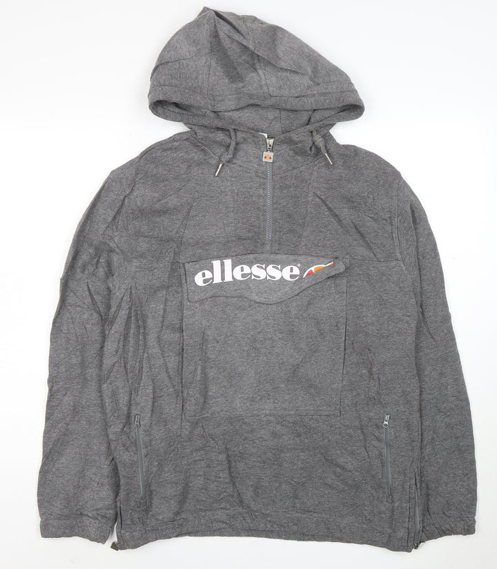 Ellesse Womens Grey 1/2 Zip Hoodie Size 10 Pullover Sweatshirt