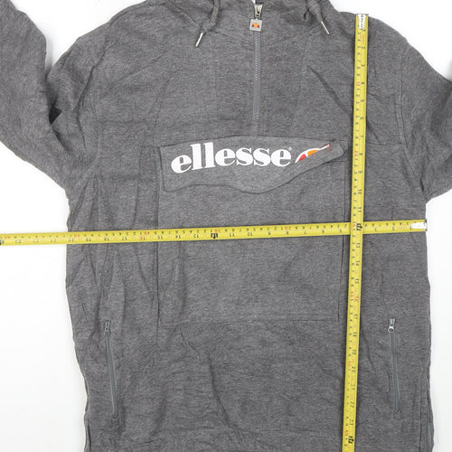 Ellesse Womens Grey 1/2 Zip Hoodie Size 10 Pullover Sweatshirt