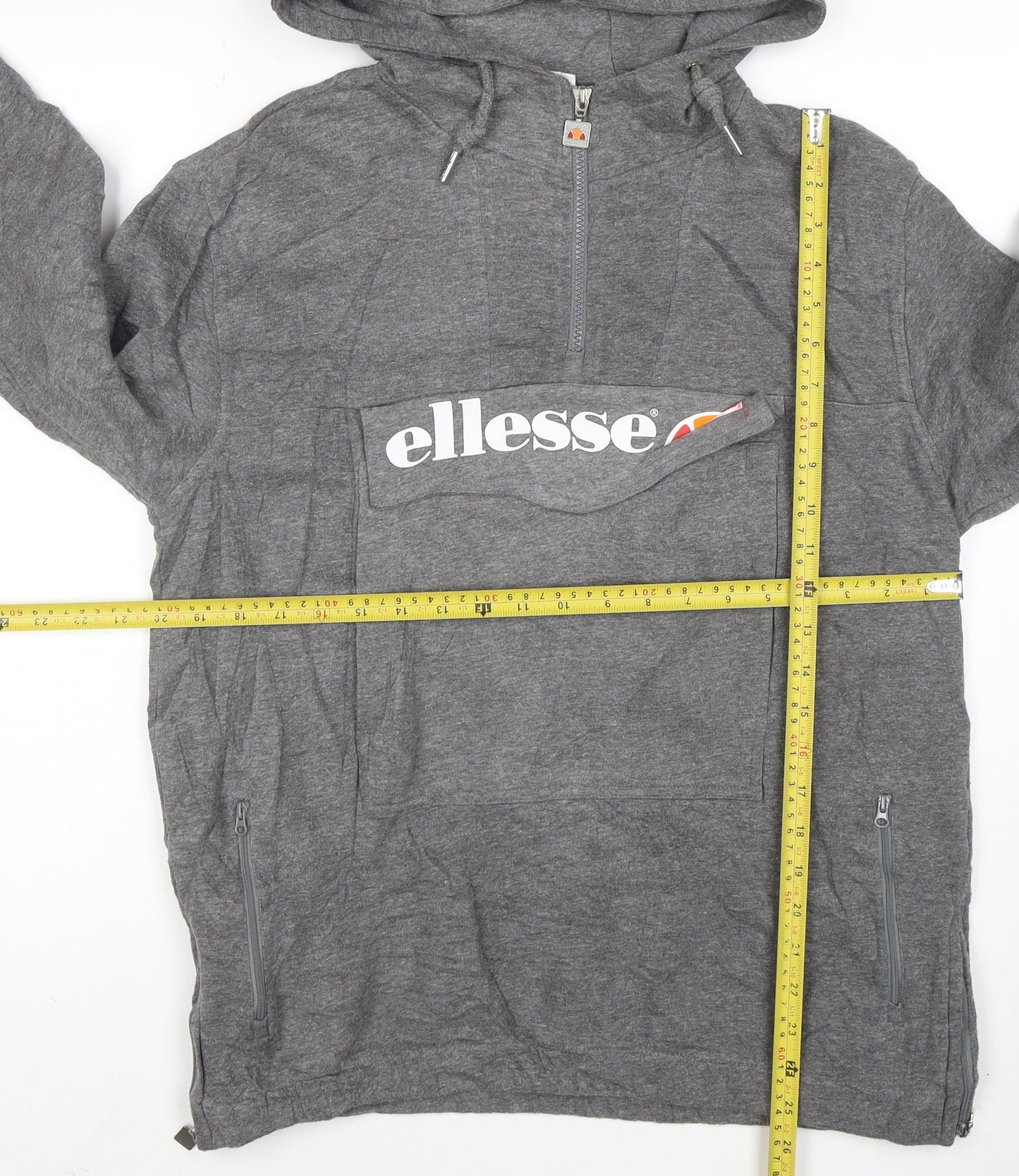 Ellesse Womens Grey 1/2 Zip Hoodie Size 10 Pullover Sweatshirt