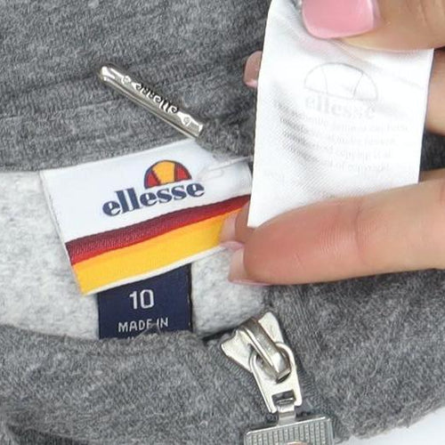 Ellesse Womens Grey 1/2 Zip Hoodie Size 10 Pullover Sweatshirt