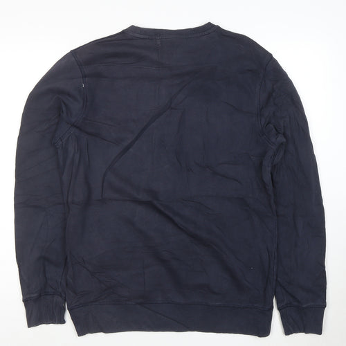 Napapijri Men’s Blue Logo Crew Neck Pullover Sweatshirt M