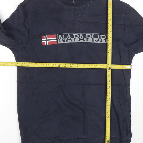 Napapijri Men’s Blue Logo Crew Neck Pullover Sweatshirt M