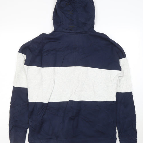 Nike Men Blue Full Zip Hoodie L Sportswear Cotton Blend