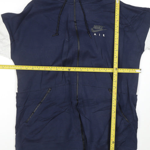 Nike Men Blue Full Zip Hoodie L Sportswear Cotton Blend