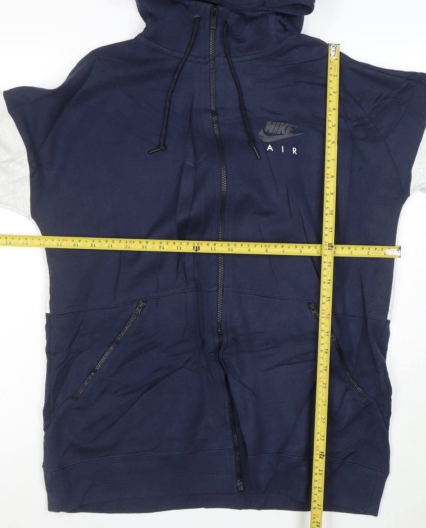 Nike Men Blue Full Zip Hoodie L Sportswear Cotton Blend