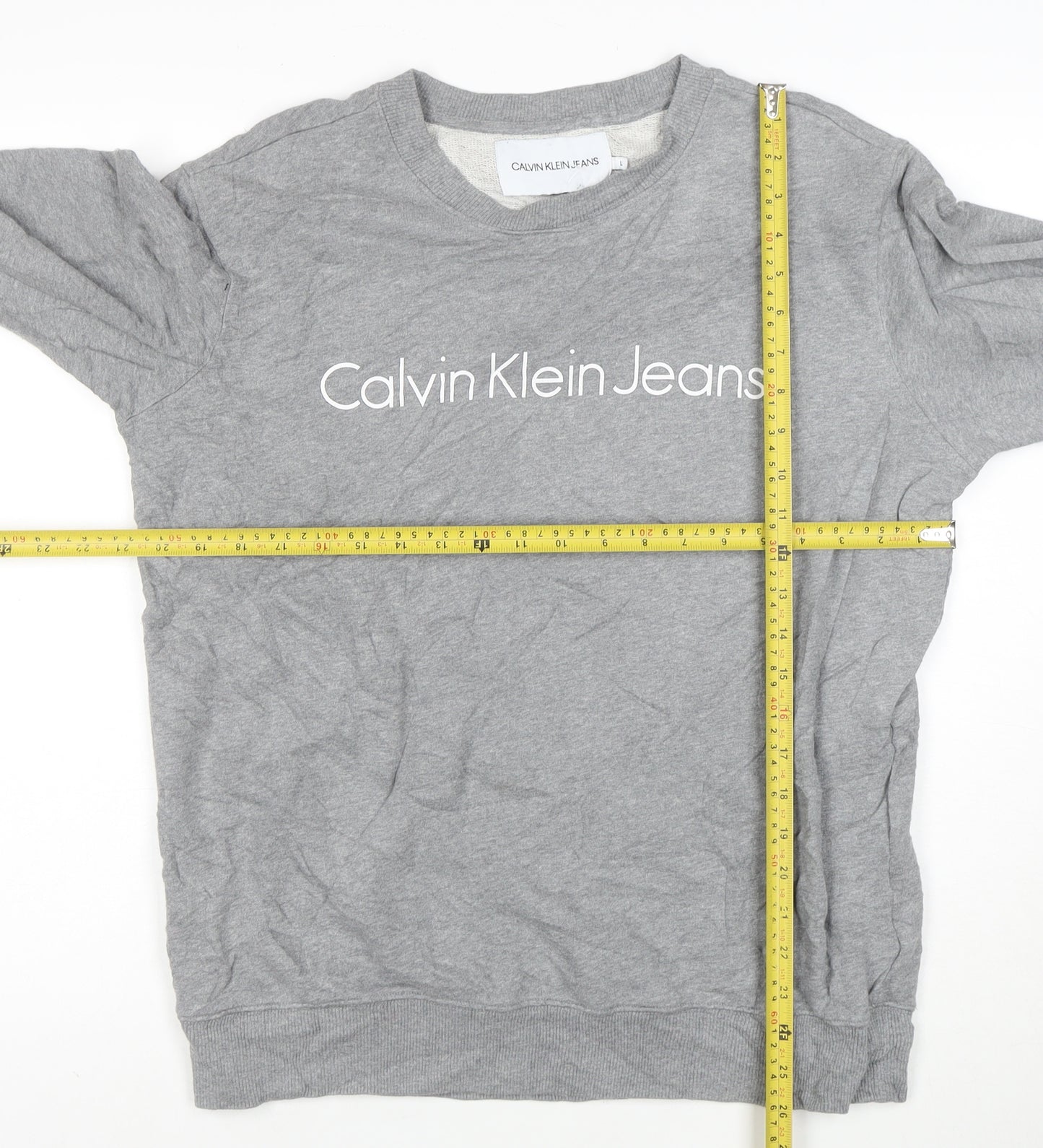 Calvin Klein Jeans Men's Grey Crew Neck Pullover Sweatshirt L