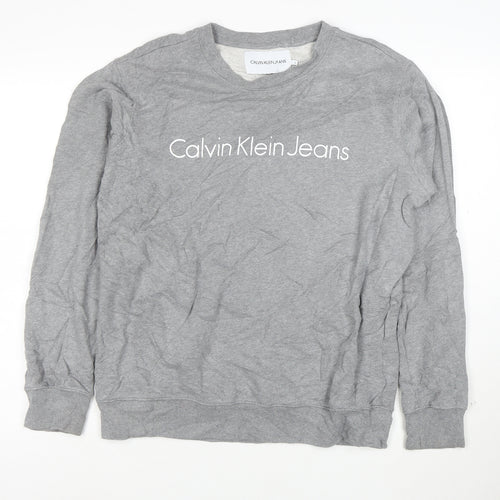 Calvin Klein Jeans Men's Grey Crew Neck Pullover Sweatshirt L