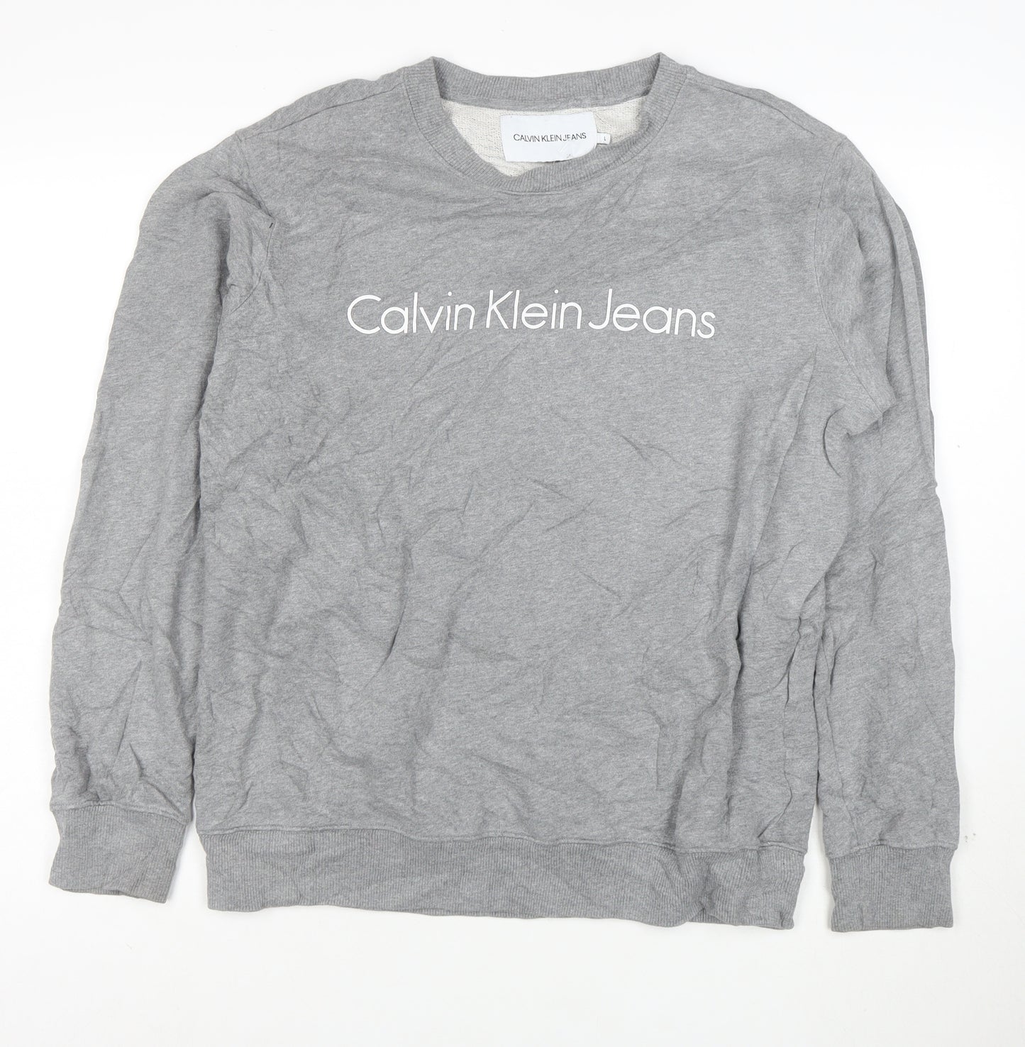 Calvin Klein Jeans Men's Grey Crew Neck Pullover Sweatshirt L