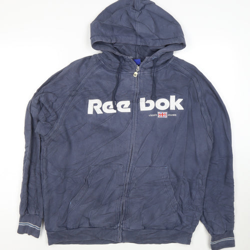 Reebok Men Blue Full Zip Hoodie M Classic Logo Sportswear