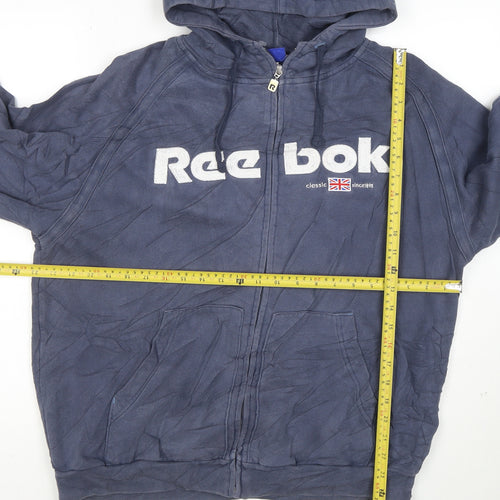 Reebok Men Blue Full Zip Hoodie M Classic Logo Sportswear