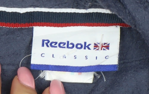 Reebok Men Blue Full Zip Hoodie M Classic Logo Sportswear