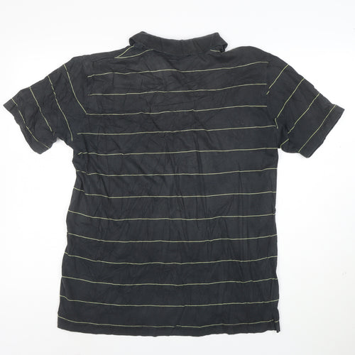 Carhartt Men's Black XL Striped Cotton Short Sleeve Polo Shirt