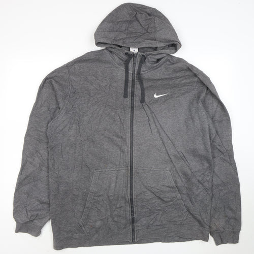 Nike Men's Grey Full Zip Hoodie XL Fleece Sports Sweatshirt
