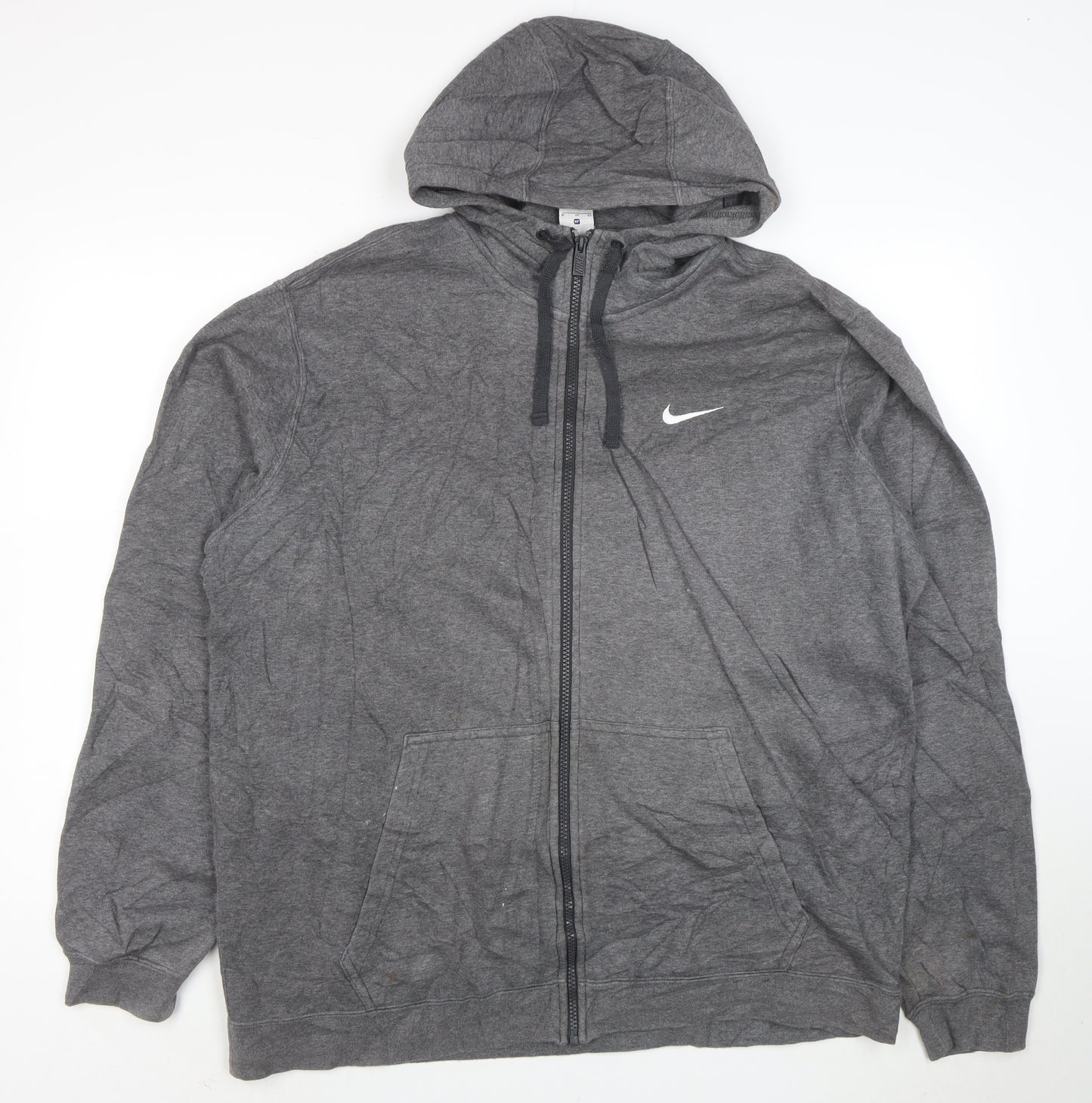 Nike Men's Grey Full Zip Hoodie XL Fleece Sports Sweatshirt