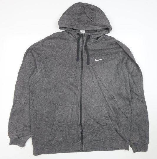 Nike Men's Grey Full Zip Hoodie XL Fleece Sports Sweatshirt