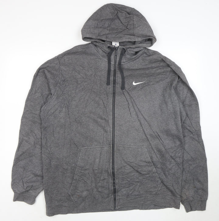 Nike Men's Grey Full Zip Hoodie XL Fleece Sports Sweatshirt
